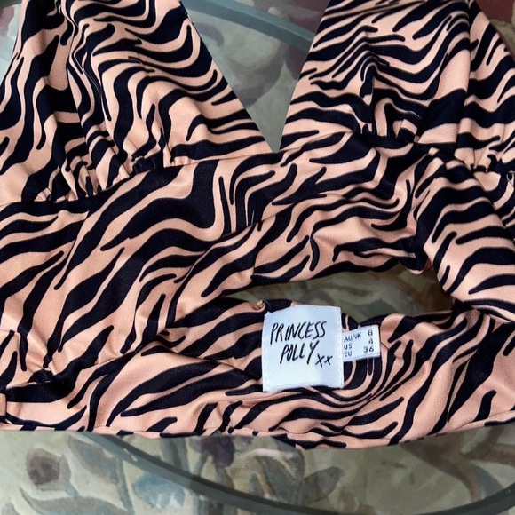 Princess Polly halter crop top black zebra cheetah print y2k vintage girly shirt - Picture 12 of 12